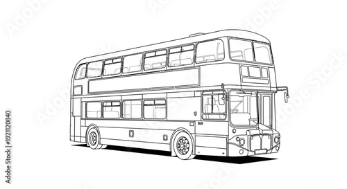 Classic Double Decker Bus Line Art Illustration