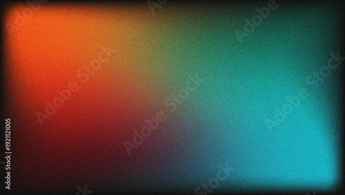Luxurious red yellow blue gradient with grainy noise effect abstract background. Grainy gradient abstract background for web banner poster design, grain texture effect, copy space, Backdrop.