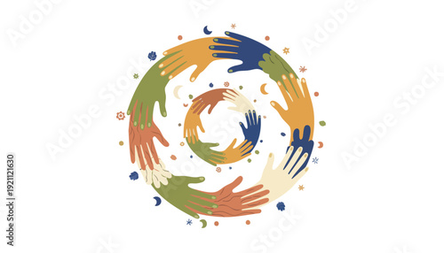 Fostering Inclusive Collaboration: Diverse Hands Symbolizing Unified Business Strategy and Sustainable Growth