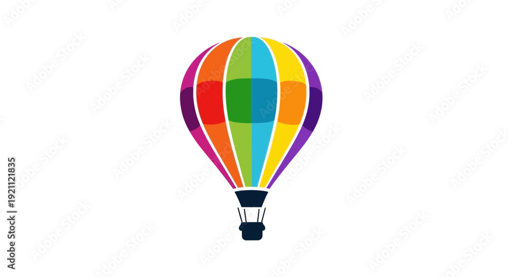 Fototapeta premium Colorful Hot Air Balloon Illustration Isolated on White Background