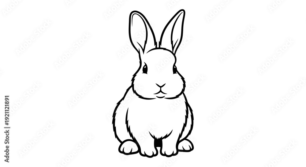 Obraz premium Cute Bunny Rabbit Line Drawing Illustration