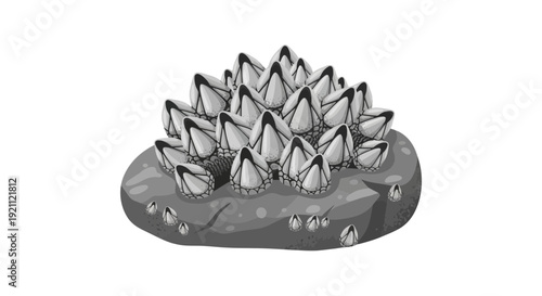 Cluster of Goose Barnacles on a Rock, Isolated