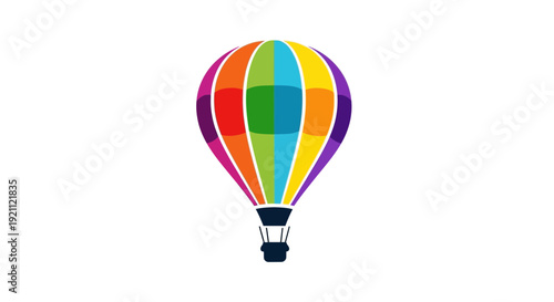 Colorful Hot Air Balloon Illustration Isolated on White Background