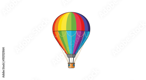 Colorful Hot Air Balloon Isolated on White Background