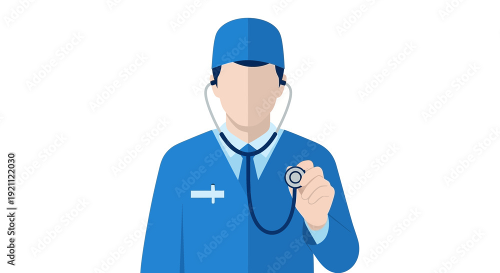 Fototapeta premium Doctor Holding Stethoscope - Medical Professional Icon
