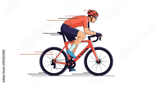 Cyclist Riding Bicycle Fast, Motion Blur Effect, Sport Illustration