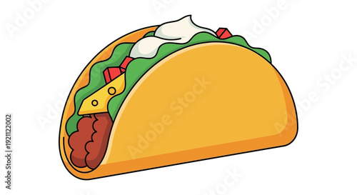 Delicious Cartoon Taco Illustration with Fresh Ingredients