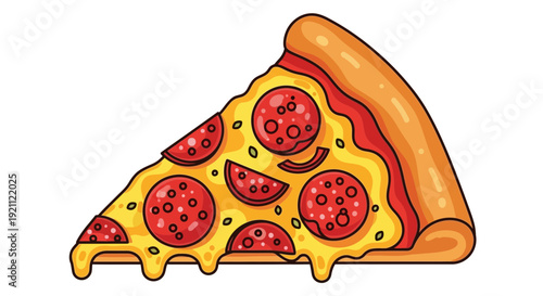 Delicious Pepperoni Pizza Slice with Melting Cheese