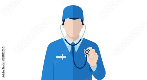 Doctor Holding Stethoscope - Medical Professional Icon