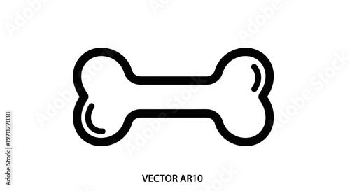 Dog Bone Icon Vector - Simple Outline Symbol