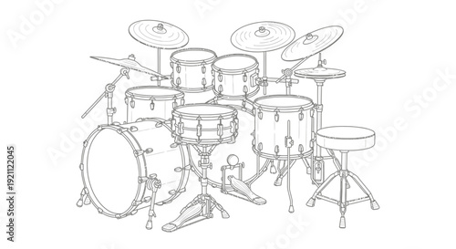 Drum Kit Outline Illustration