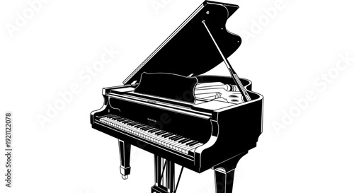 Elegant Grand Piano Illustration - Classic Musical Instrument