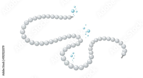 Elegant Pearl Necklace Broken and Submerged in Water with Bubbles