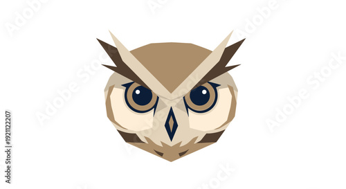 Geometric Owl Head Logo Icon - Minimalist Vector Art
