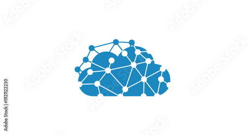 Abstract Cloud Network Icon, Digital Connection, Data Flow, Technology Concept