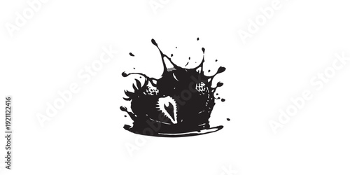 Dynamic black ink splash with intricate details and fluid motion.