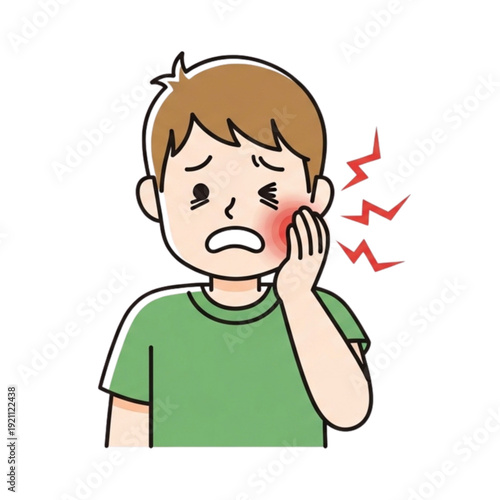 Boy with Toothache Illustration