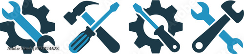 Wrench and gear icons for vehicle repair services