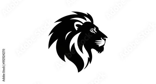 Stylized Black Lion Head Silhouette Profile.