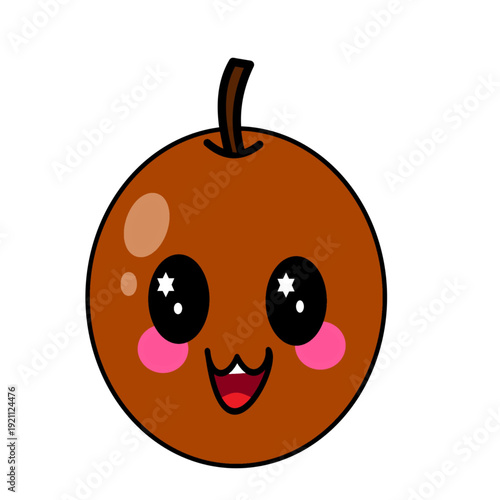 sapodilla fruit kawaii design useful for making stickers graphics worksheets flash card for kids printable.eps