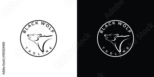 Creative black wolf silhoute logo design with modern concept premium vector