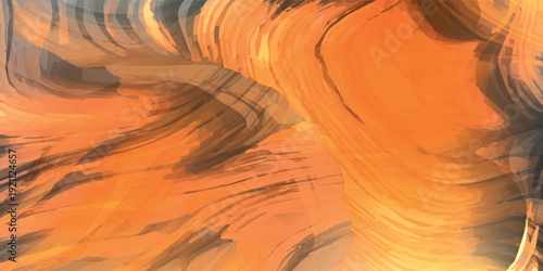 Abstract Swirls of Orange and Brown Paint Texture.