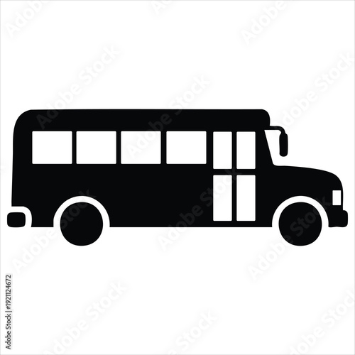  Black silhouette of a school bus icon. Adobe Illustrator Artwork