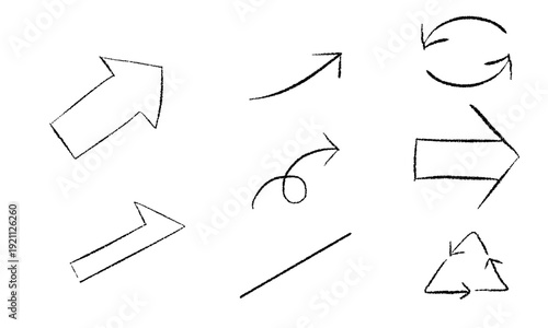 ラフな手書きの矢印素材セット