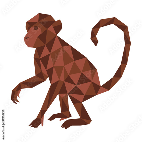 polygonal low poly of monkey vector