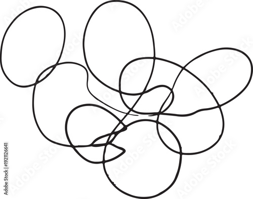 Abstract black ellipses in minimalist style with simple line art on white background for modern graphic design