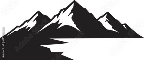 Mountain Peak Silhouette Landscape Illustration,
Majestic Mountain Range Black Vector Design,
Minimal Mountain Skyline Silhouette Art