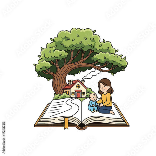 Family Story Time Scene