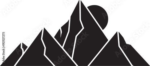 Mountain Peak Silhouette Landscape Illustration,
Majestic Mountain Range Black Vector Design,
Minimal Mountain Skyline Silhouette Art