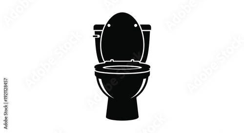 A stark black silhouette of a modern toilet showcasing its form and function with a clean aesthetic silhouette