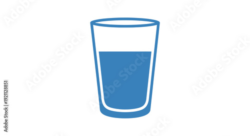 Simple blue glass of water illustration.