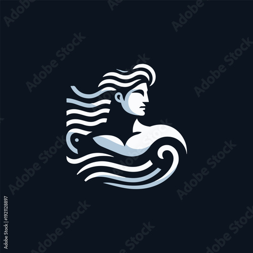 Poseidon Wave God Logo