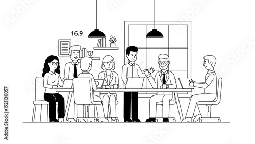 diverse business team collaborating in a modern conference room discussing new strategies and fostering productive teamwork