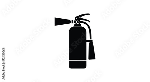 A stark black silhouette of a portable fire extinguisher showcasing safety equipment and emergency preparedness silhouette high quality