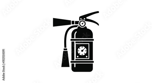 A stark black silhouette of a fire extinguisher showcasing safety equipment and emergency preparedness silhouette high quality professional