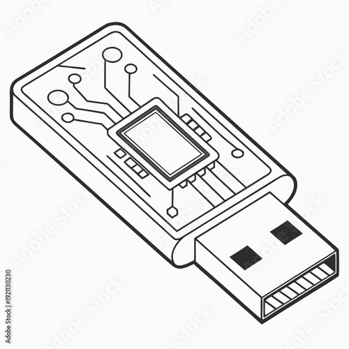 Detailed USB Flash Micro Board Vector Icon Minimal Tech Design