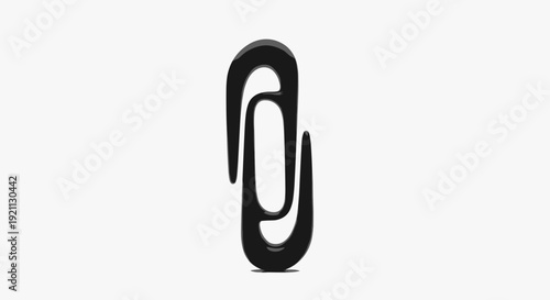 Black Paperclip on White Background.