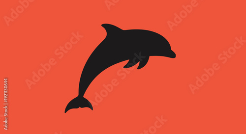 Black Silhouette Dolphin Illustration.