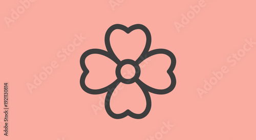 Simple Black Outline of a Flower.