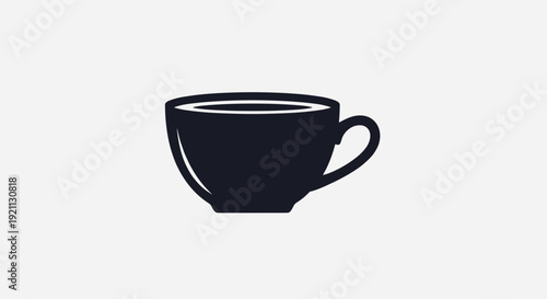 Simple Black Coffee Cup Illustration.