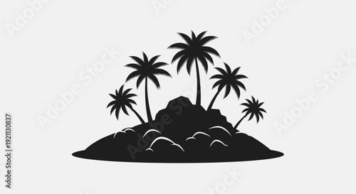 Tropical Island Silhouette with Palm Trees 1.