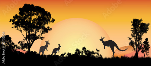full moon  kangaroos and gum trees 26