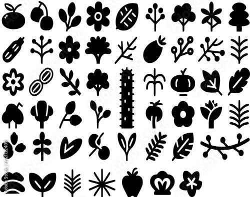 potert collection of black and white plant vector photos
