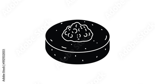 A minimalist black and white illustration of a mushroom with a detailed cap presented as a striking silhouette high quality
