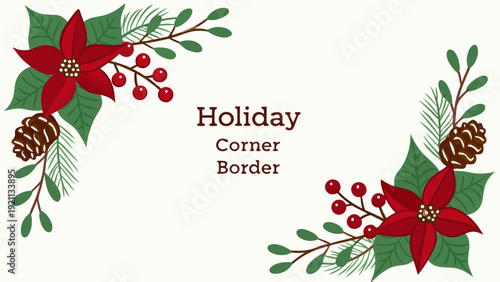 Gemini said

Merry Christmas holiday background featuring a festive holly berry frame with red ornaments, pine branches, and a gold ribbon gift decoration for a New Year celebration card vector illust