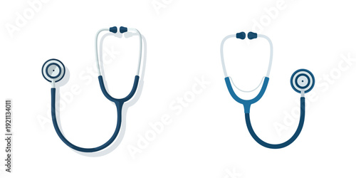 Vector set of medical stethoscope, clean monoline vector illustration.